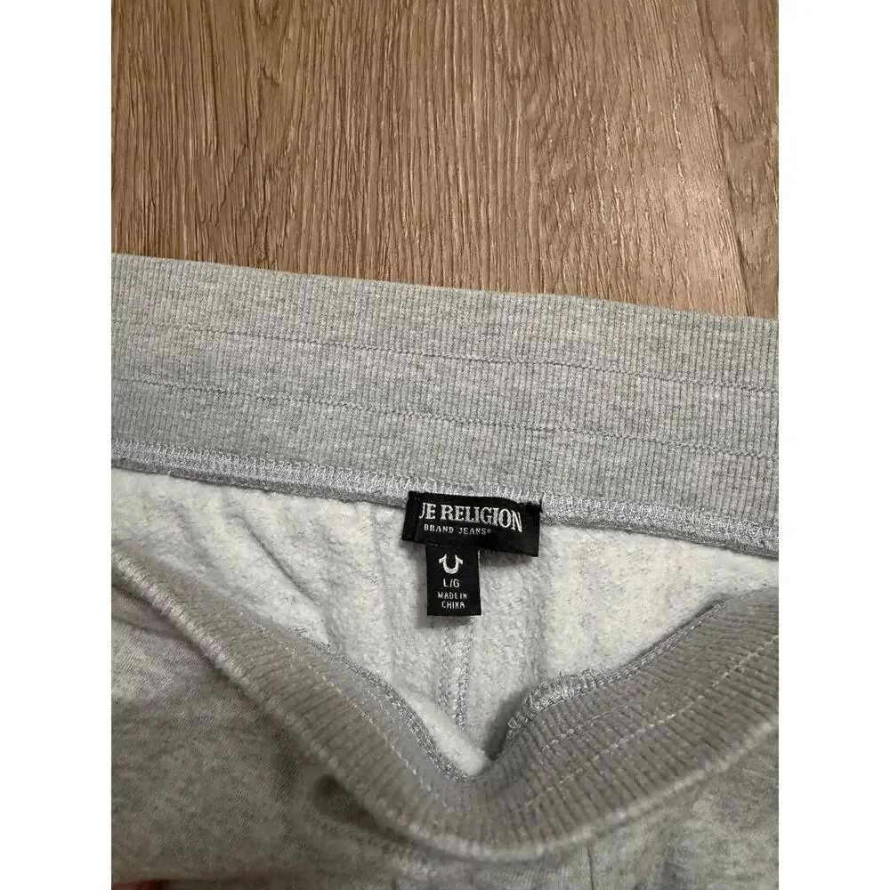 True Religion Jogger Sweatpants Mens Large Gray Fleece Logo Lounge Athletic